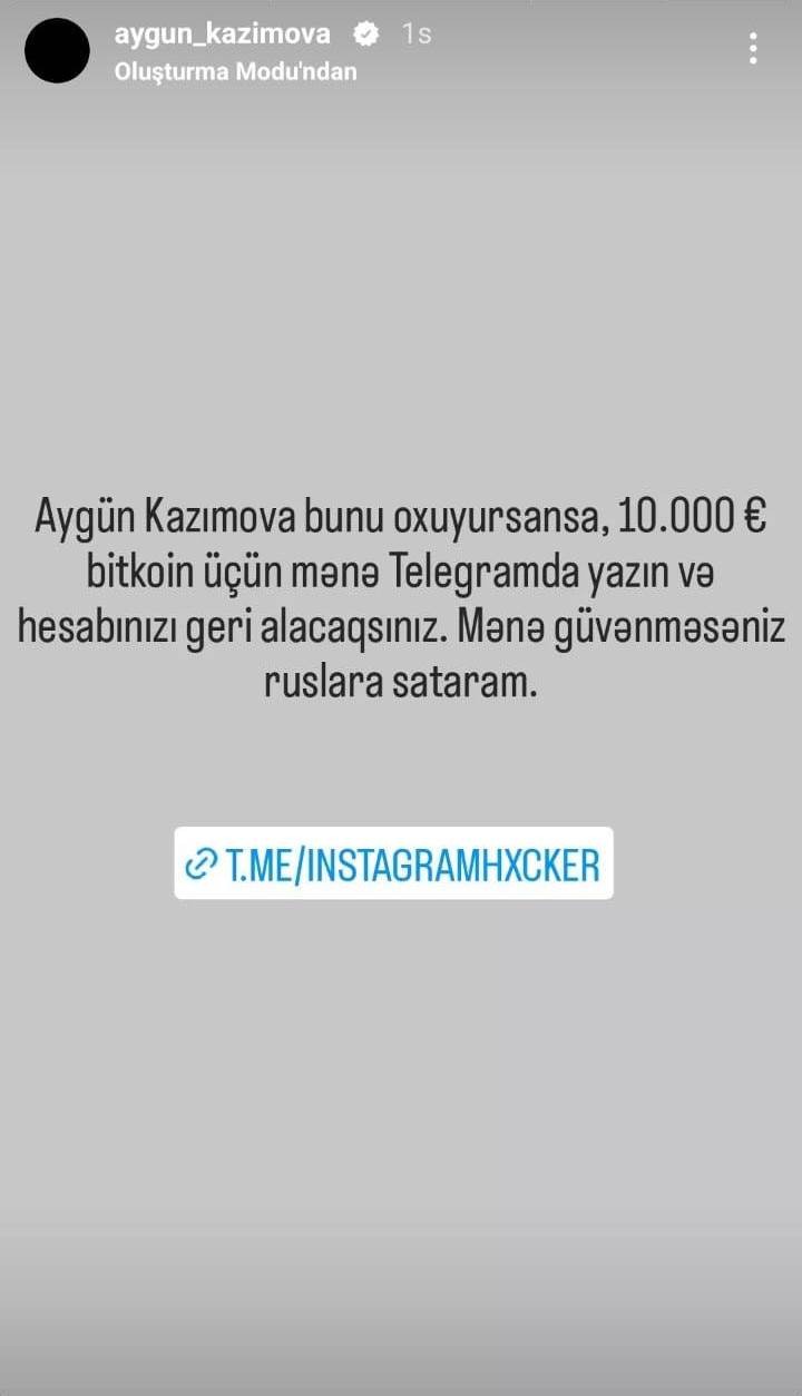 Aygünün səhifəsini oğurlayanlar ondan pul tələb etdilər - FOTO